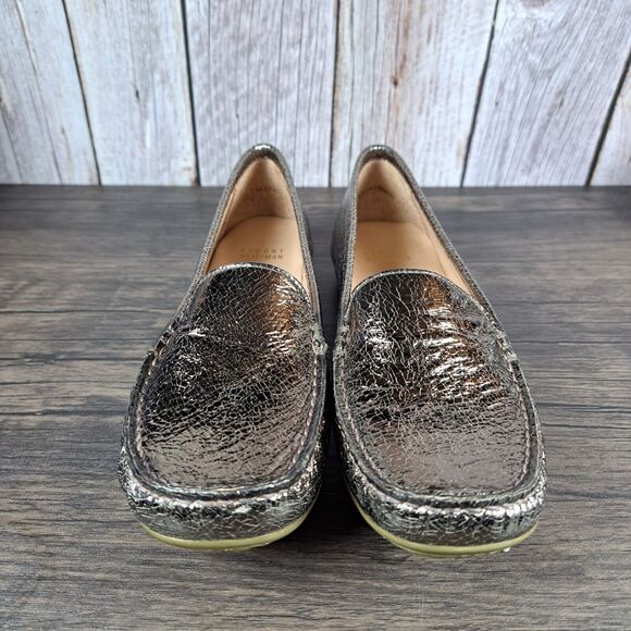 Stuart Weitzman Mach 1 Moc Toe Loafer Women's Sz 8.5 N Narrow Pewter (Worn Once) - Picture 2 of 9